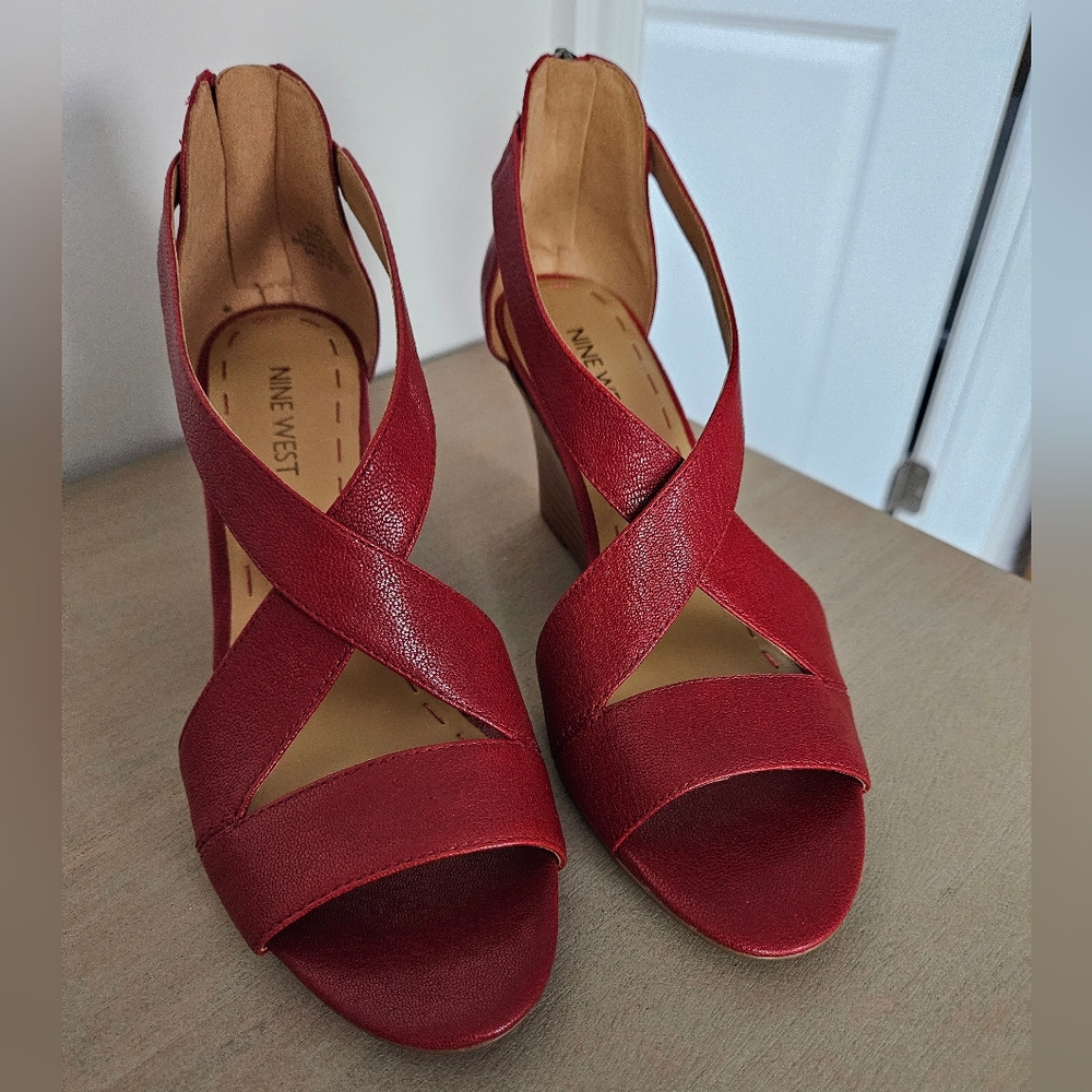 Nine West Red Leather Sandals